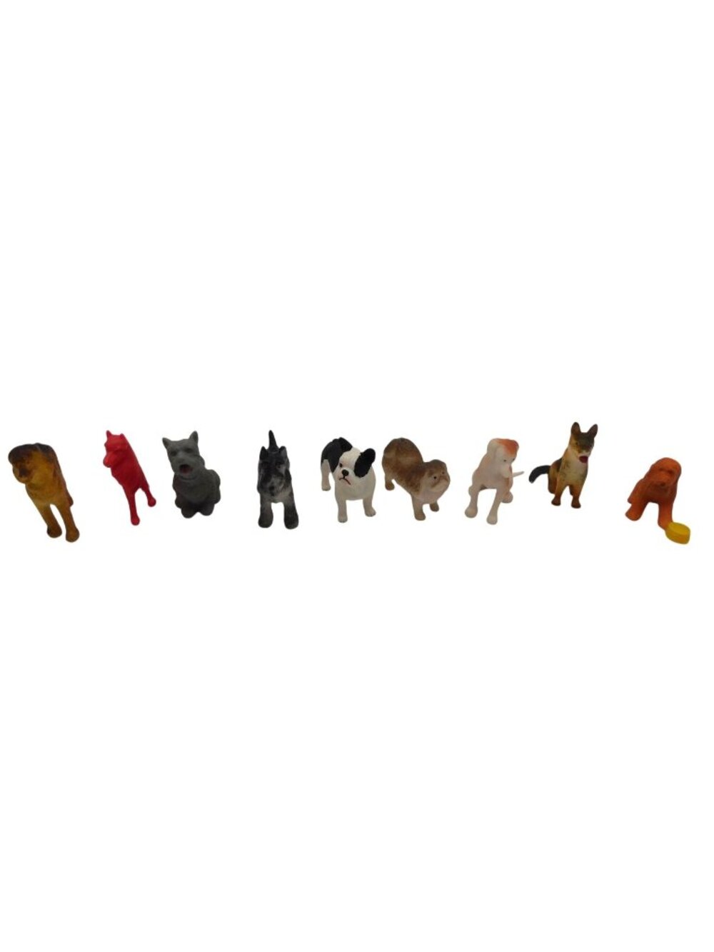 Miniature Dog Figure Toys 10 Various Breeds Plastic Collectibles Bulldog Scottie